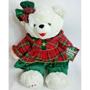 1999 Snowflake Christmas Teddy Bear White 21" Girl